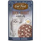 Cat Fest קט פסט 70 גרם מזון רטוב (פאוץ) לחתולים גורים בטעם פילה ברווז עם ארנב טבעי Cat Fest קט פסט 70 גרם מזון רטוב (פאוץ) לחתולים גורים בטעם פילה ברווז עם ארנב טבעי