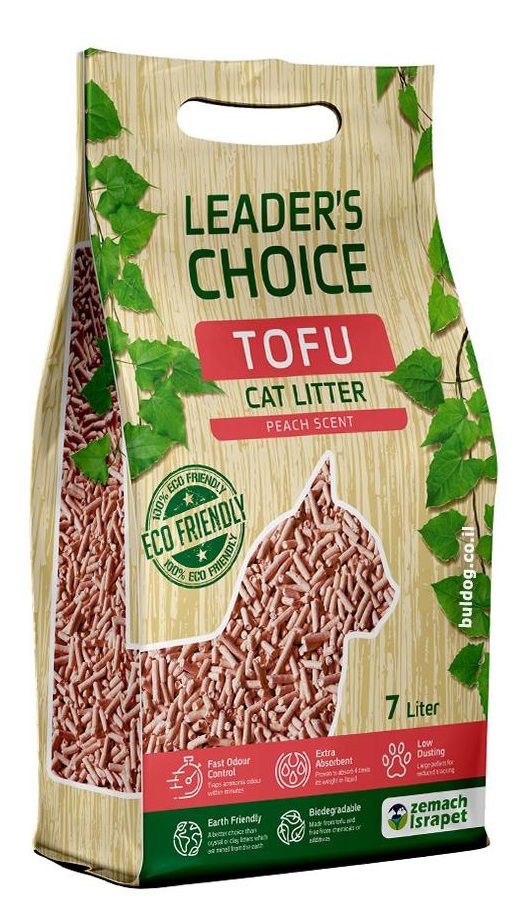 LEADER'S CHOICE חול מתגבש טבעי על בסיס טופו - חול לחתולים