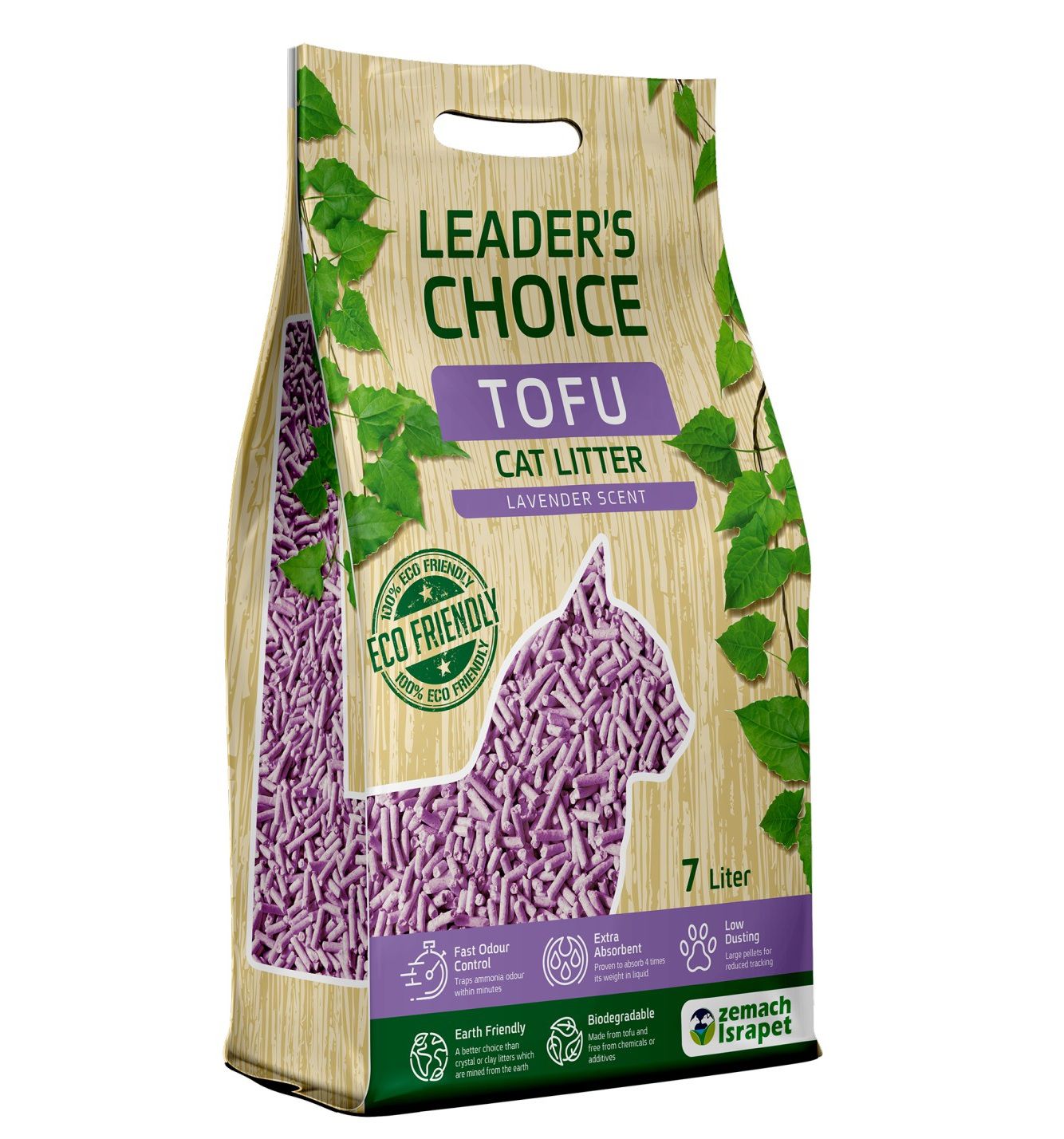 LEADER'S CHOICE חול מתגבש טבעי על בסיס טופו בריח לבנדר - חול לחתולים